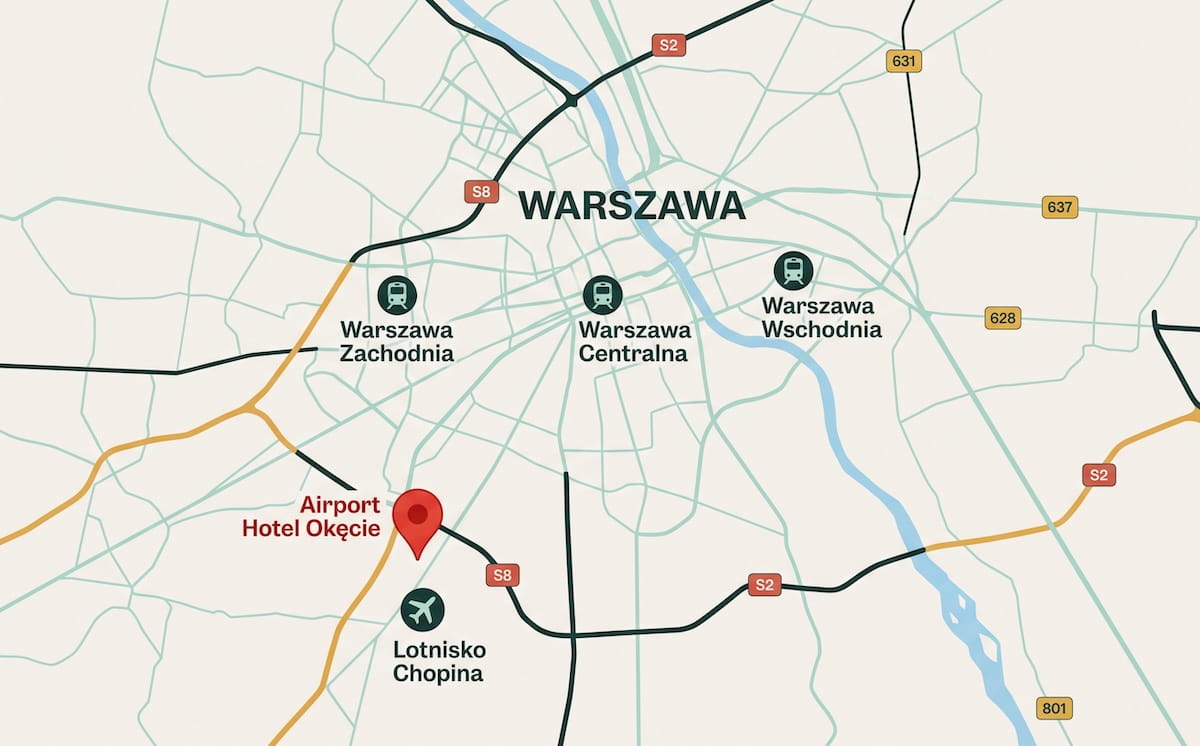 Mapa dojazdu do Airport Hotel Okęcie
